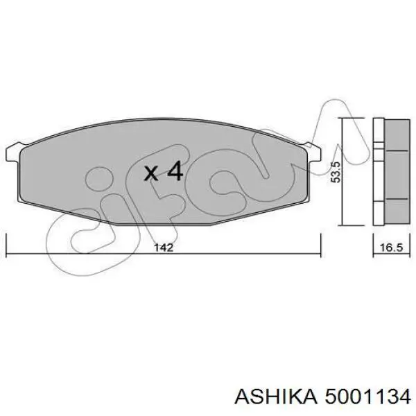 5001134 Ashika колодки гальмівні передні, дискові