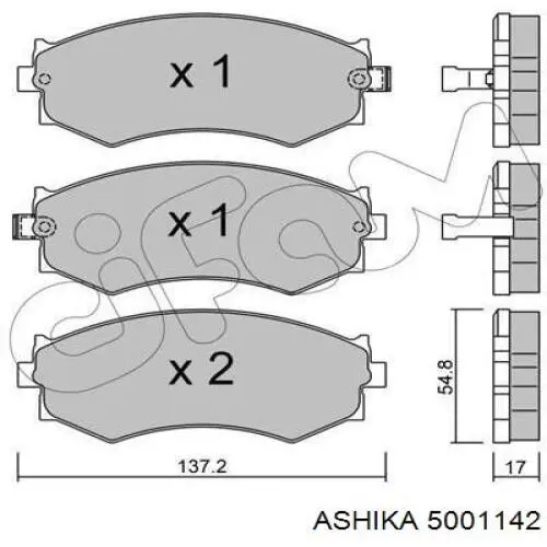 Колодки гальмівні передні, дискові 5001142 Ashika