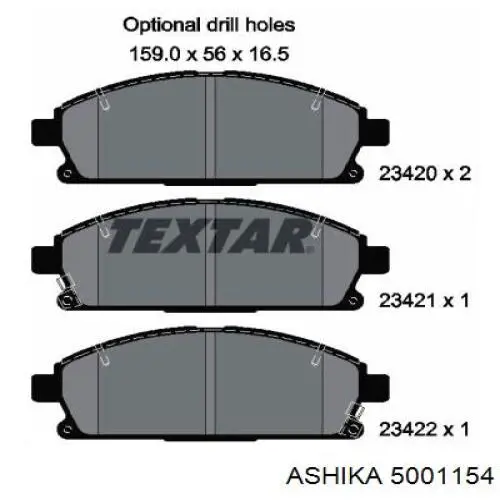 Гальмівні колодки Ashika 5001154 ціна, від 23.85 USD