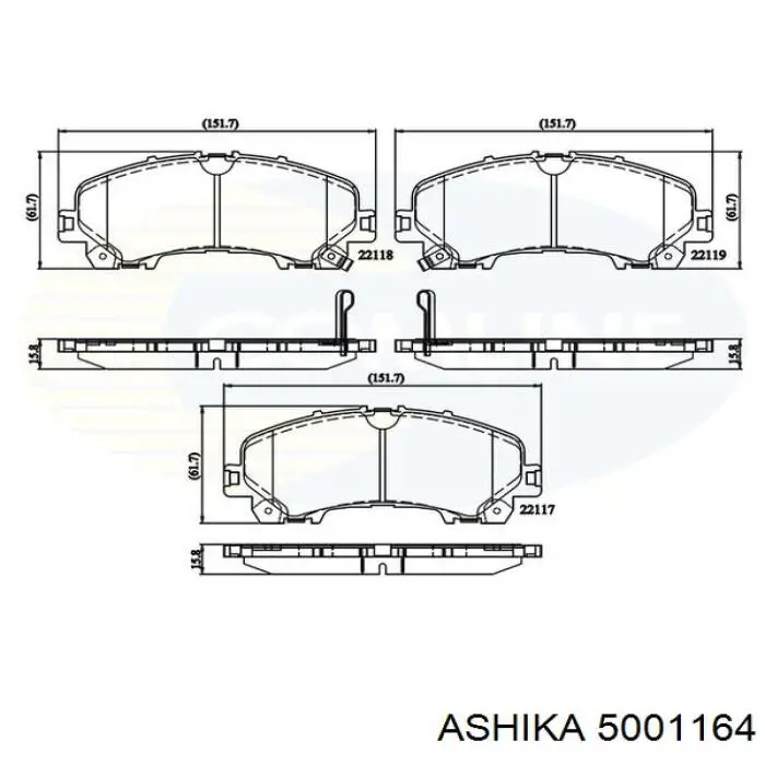 Гальмівні колодки Ashika 5001164 ціна, від 32.06 USD