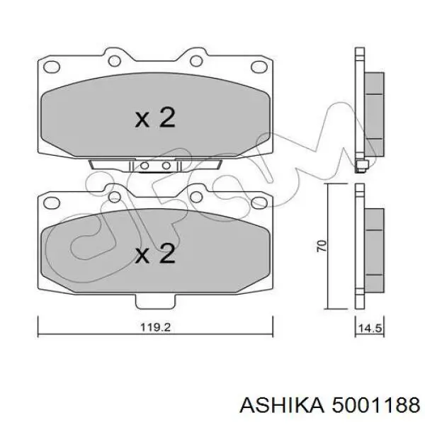 Колодки гальмівні передні, дискові 5001188 Ashika