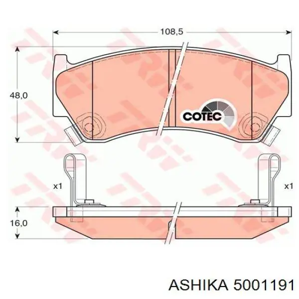 Гальмівні колодки Ashika 5001191 ціна, від 16.49 USD