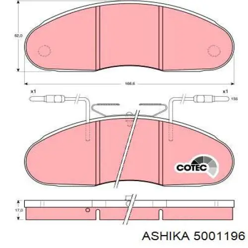 5001196 Ashika колодки гальмівні передні, дискові