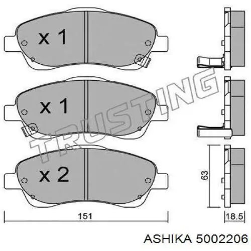 Гальмівні колодки Ashika 5002206 ціна, від 21.02 USD