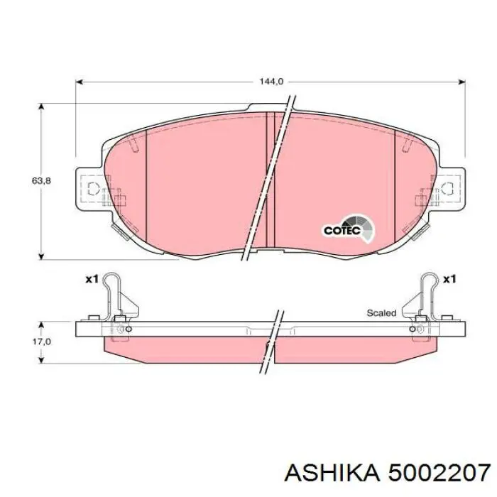 5002207 Ashika колодки гальмівні передні, дискові