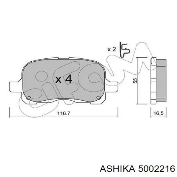 Колодки гальмівні передні, дискові 5002216 Ashika