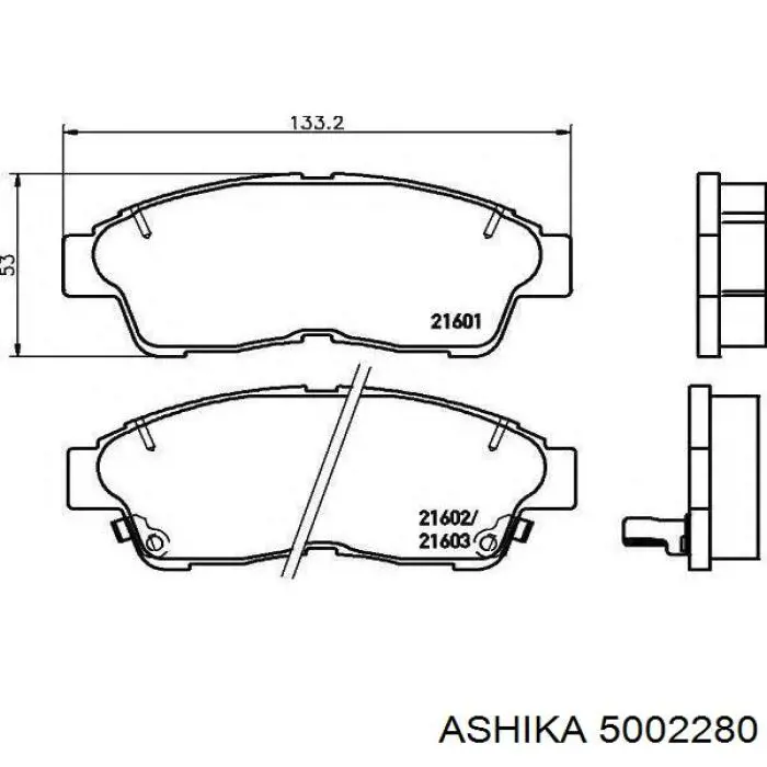 Купити 5002280 Ashika Колодки гальмівні передні, дискові