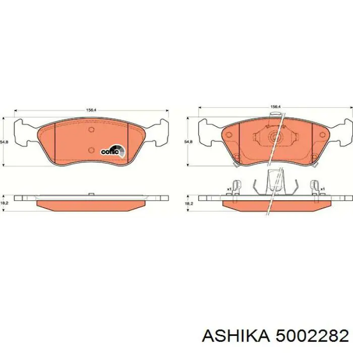 5002282 Ashika Передні гальмівні колодки