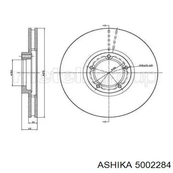 5002284 Ashika колодки гальмівні передні, дискові