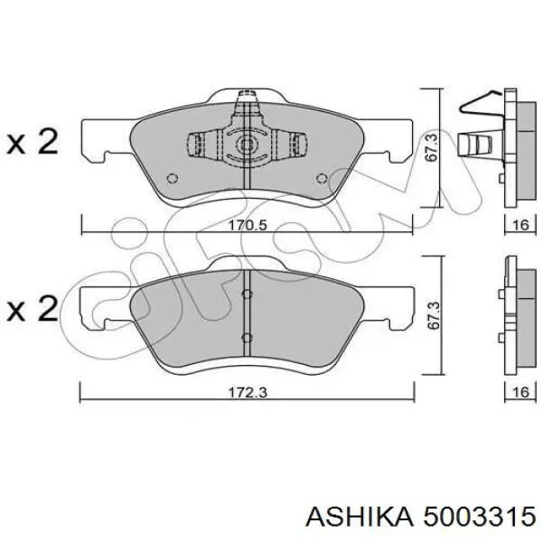 5003315 Ashika колодки гальмівні передні, дискові