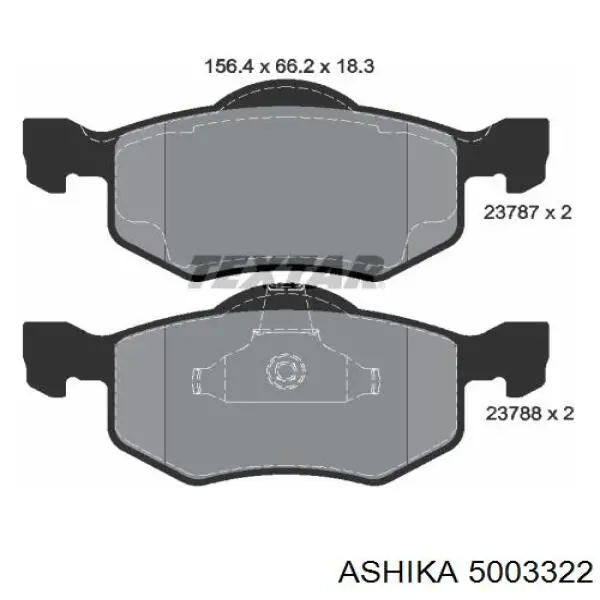 Колодки гальмівні передні, дискові 5003322 Ashika