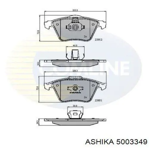 Колодки гальмівні передні, дискові 5003349 Ashika