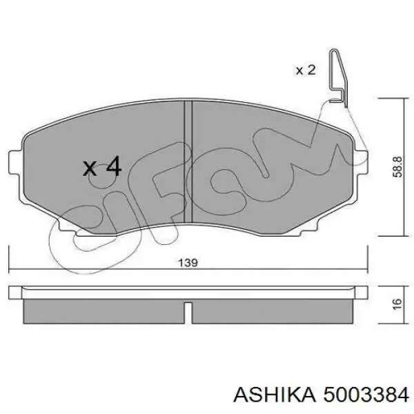 5003384 Ashika колодки гальмівні передні, дискові