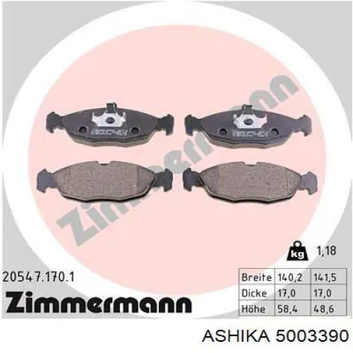 Гальмівні колодки Ashika 5003390 ціна, від 11.26 USD