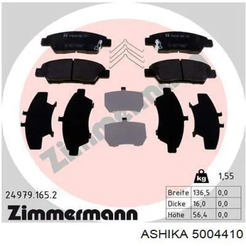 Тормозні колодки Ashika 5004410