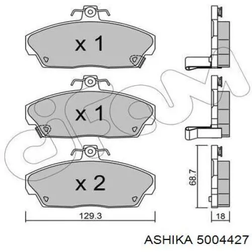 5004427 Ashika колодки гальмівні передні, дискові