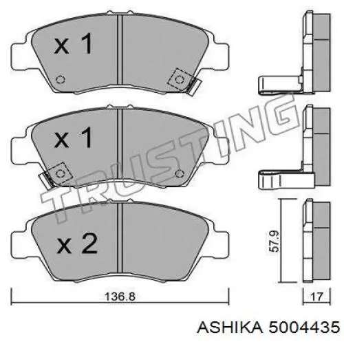 5004435 Ashika Передні гальмівні колодки