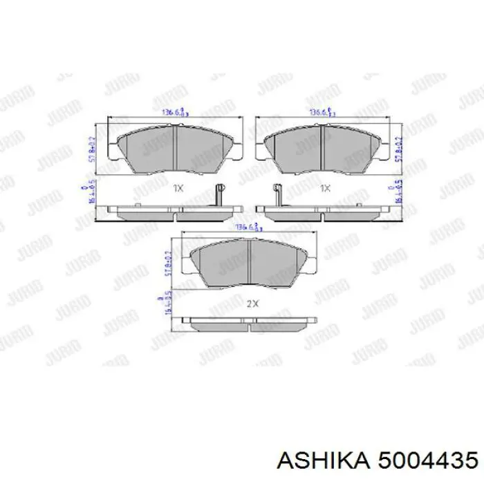Купити 5004435 Ashika Колодки гальмівні передні, дискові
