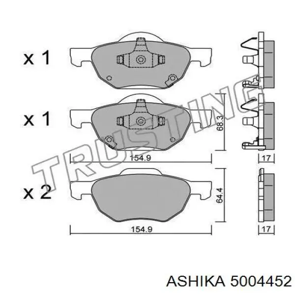 5004452 Ashika Передні гальмівні колодки