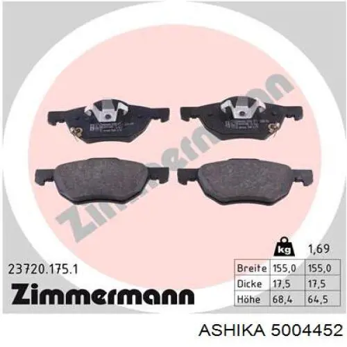 Гальмівні колодки Ashika 5004452 ціна, від 22.80 USD