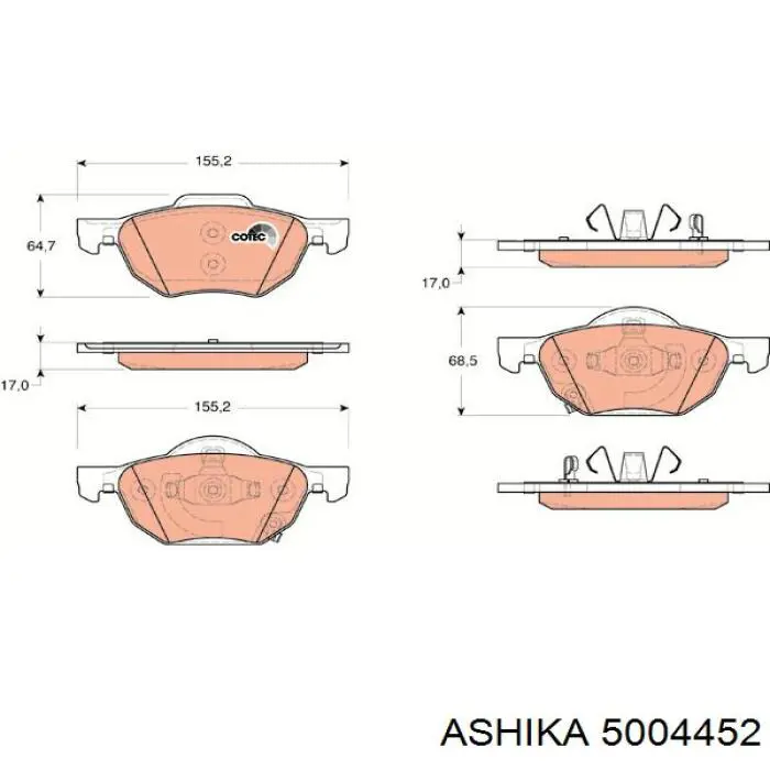 Купити 5004452 Ashika Колодки гальмівні передні, дискові
