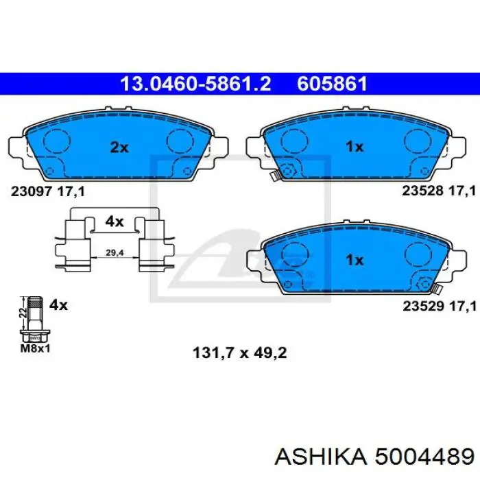 Гальмівні колодки Ashika 5004489 ціна, від 22.90 USD