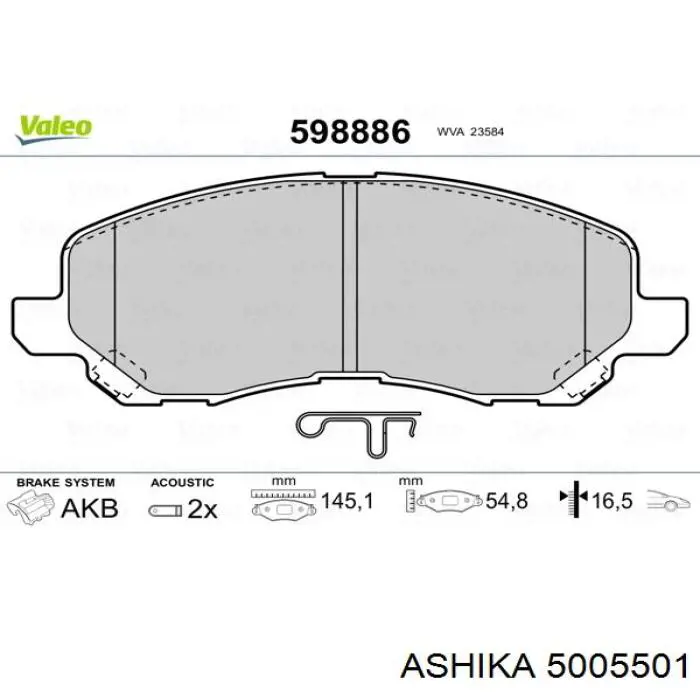 Купити 5005501 Ashika Колодки гальмівні передні, дискові