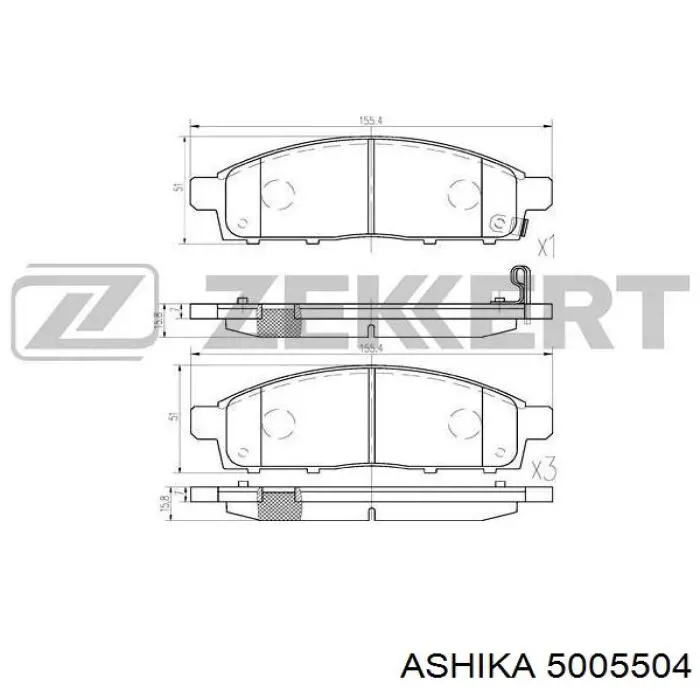 Купити 5005504 Ashika Колодки гальмівні передні, дискові