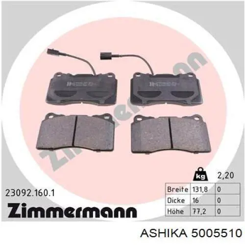 Гальмівні колодки Ashika 5005510 ціна, від 43.21 USD