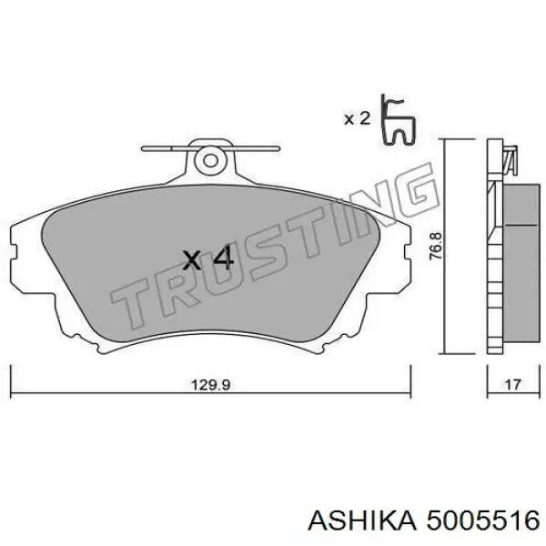 5005516 Ashika колодки гальмівні передні, дискові