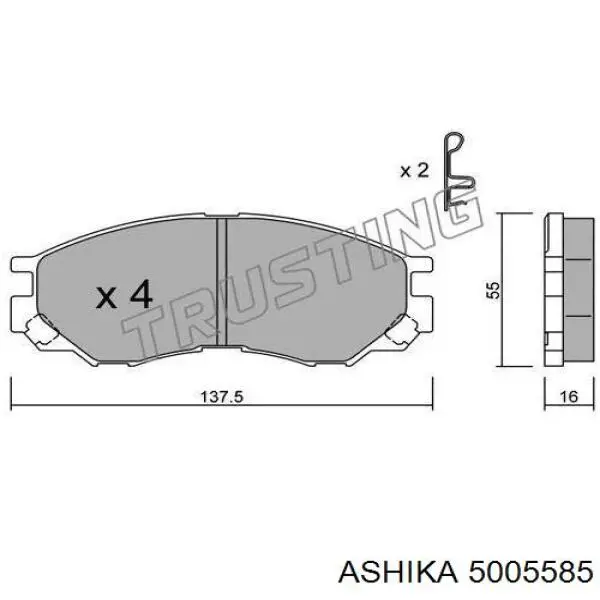 Купити 5005585 Ashika Колодки гальмівні передні, дискові