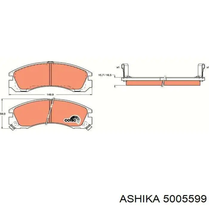 5005599 Ashika Передні гальмівні колодки