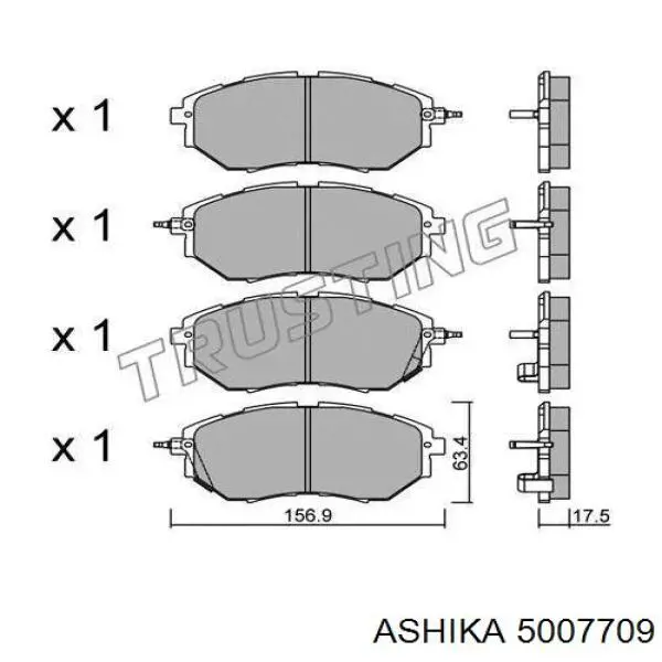 5007709 Ashika Передні гальмівні колодки
