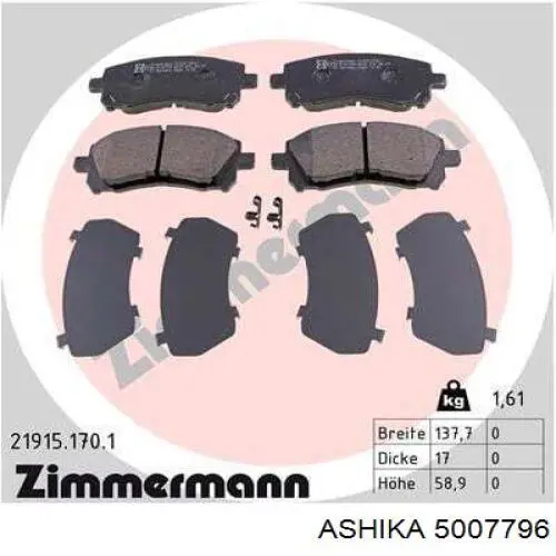 Гальмівні колодки Ashika 5007796 ціна, від 21.87 USD
