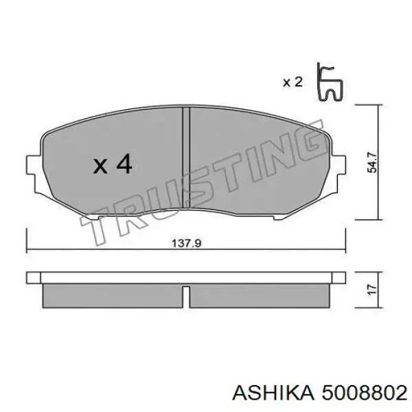 5008802 Ashika Передні гальмівні колодки