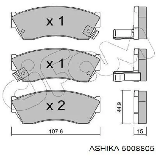 5008805 Ashika колодки гальмівні передні, дискові