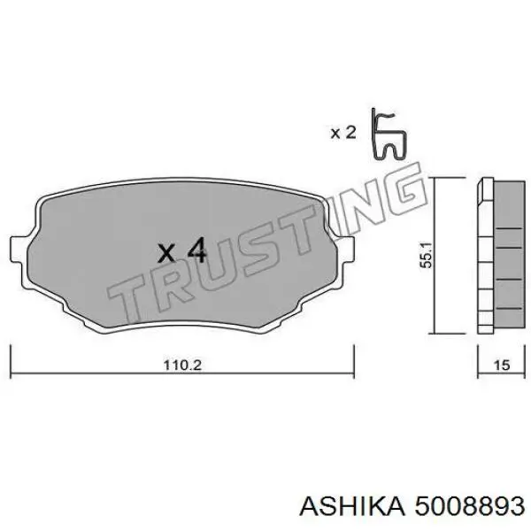 5008893 Ashika Передні гальмівні колодки