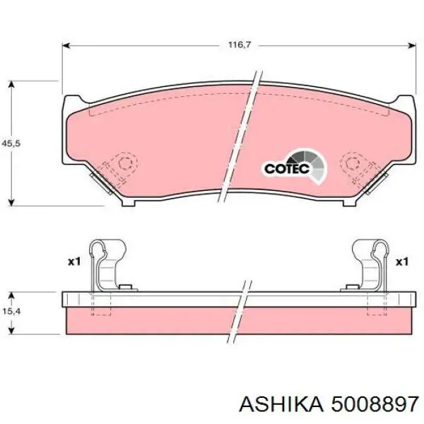 Колодки гальмівні передні, дискові 5008897 Ashika