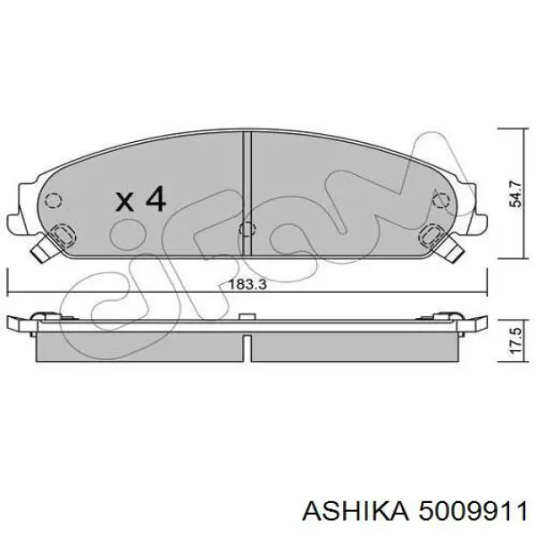 5009911 Ashika колодки гальмівні передні, дискові