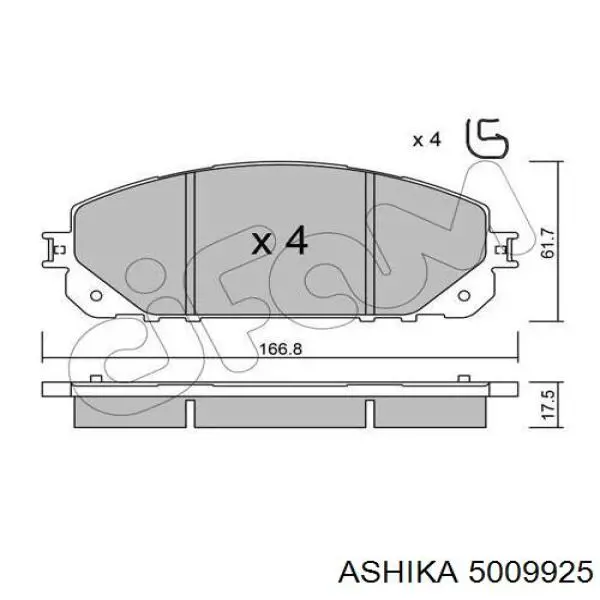 Колодки гальмівні передні, дискові 5009925 Ashika