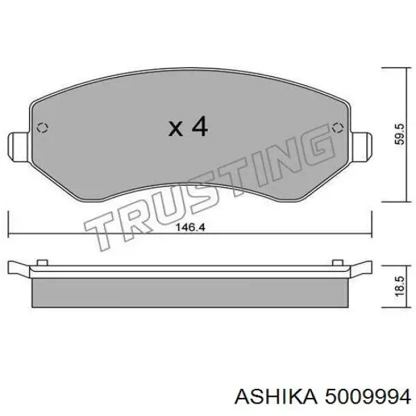 5009994 Ashika колодки гальмівні передні, дискові