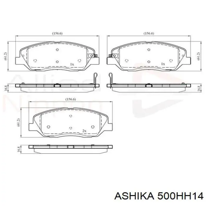 Гальмівні колодки Ashika 500HH14 ціна, від 881.79 UAH