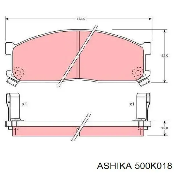 Колодки гальмівні передні, дискові 500K018 Ashika