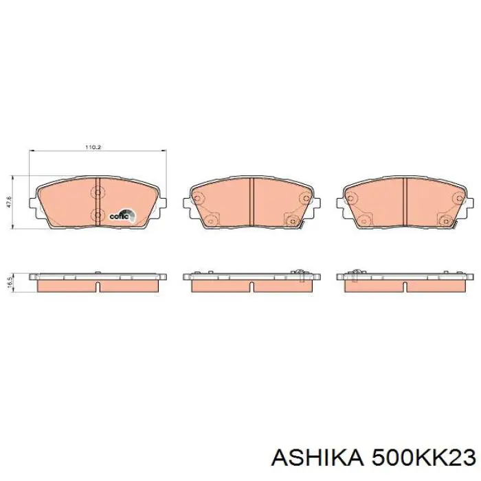 Колодки гальмівні передні, дискові 500KK23 Ashika