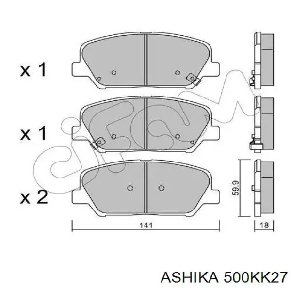 500KK27 Ashika колодки гальмівні передні, дискові