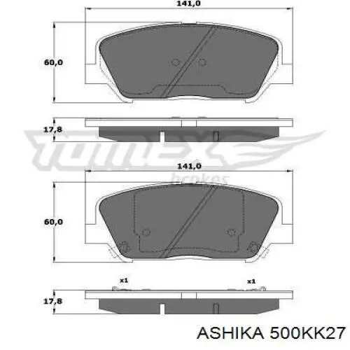 Гальмівні колодки Ashika 500KK27 ціна, від 22.22 USD