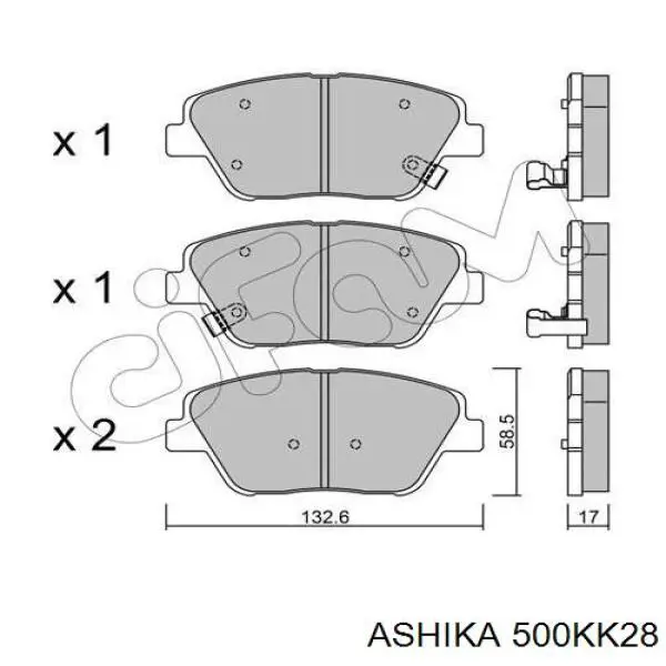 Купити 500KK28 Ashika Колодки гальмівні передні, дискові