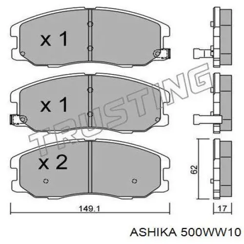 500WW10 Ashika колодки гальмівні передні, дискові
