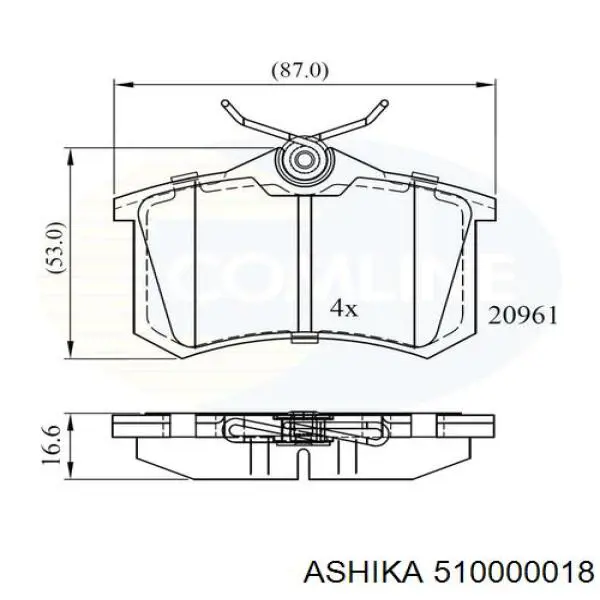 510000018 Ashika Колодки гальмівні задні, дискові