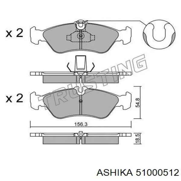 Купити 51000512 Ashika Задні колодки